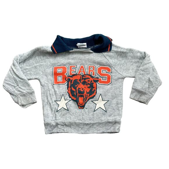 Vtg 1980s 1990s Chicago Bears Kids Collared Crewneck - Picture 1 of 5